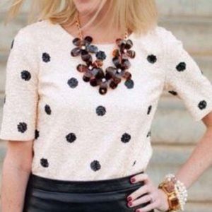 J. Crew Sequin Polka Dot Beaded Blouse